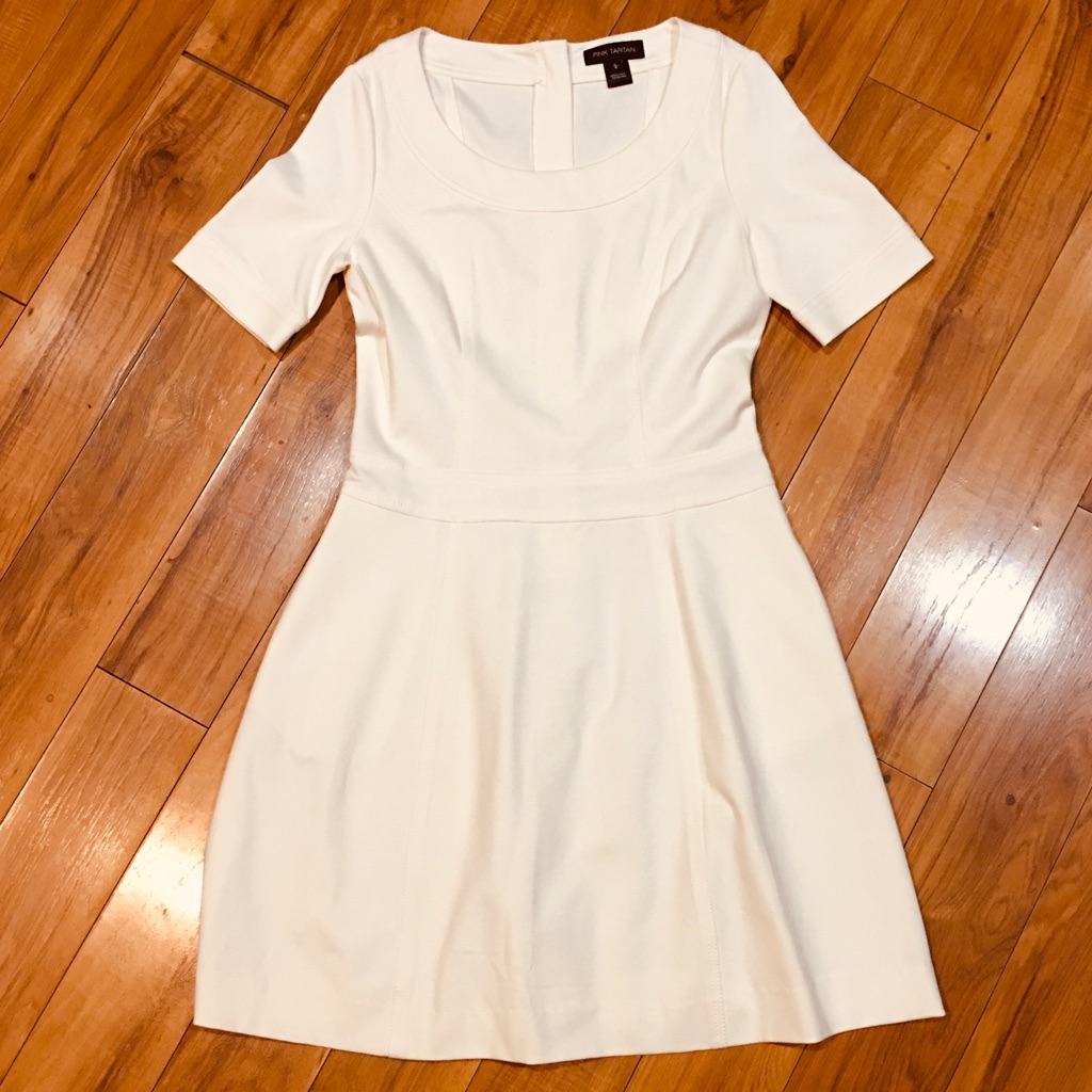 Pink Tartan Professional Office Luxury Workwear Dress Antique White Ivor